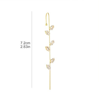 Gold Hook Earring for Women Rhinestone Ear Wrap Crawler Hook Earring Helix Hook Earrings Crystal Oreylo Earrings Bridal Wedding Sparkling Jewelry for Women