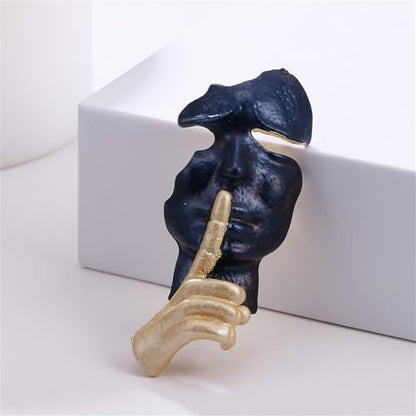 Gold Mask Enamel Lapel Brooch Pin for Women Men Abstract Art Enamel Brooch Silence is Thinker Badge Pin Accessories for Lapel Backpack Jacket Hat Bag - color: Black