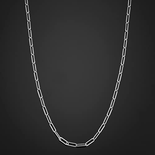 Au Naturale Womens Link Chain - 14k Gold Paperclip Necklace for Women - size: 24 inch, style: White Gold