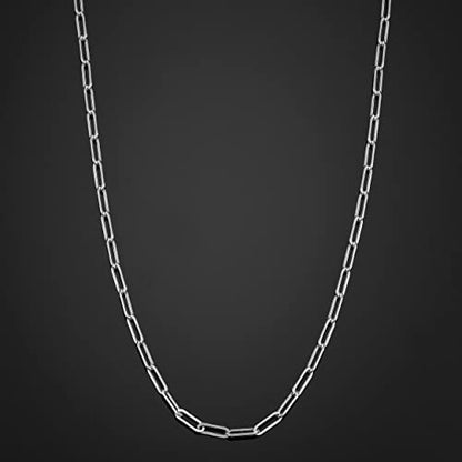 Au Naturale Womens Link Chain - 14k Gold Paperclip Necklace for Women - size: 24 inch, style: White Gold