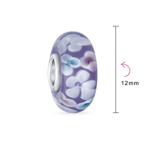 Bling Jewelry .925 Sterling Silver Murano Glass Floral Blue Green Pink Red Black White Flower Spacer Charm Bead For Women Teen for Bracelet - color: Light Blue Set