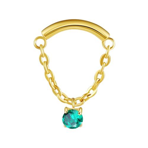 BelezaDosas G23 Titanium Labret Studs Threadless Push-in Labret Press Fit 16G Cluster Helix Lobe Conch Tragus Push Back Piercing Jewelry - style: chain gold green
