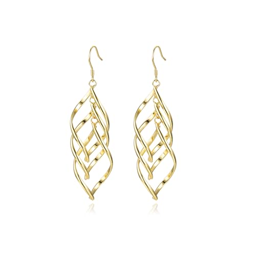 Sterling Silver Plated Earrings Dangle Earrings Linear Drop Statement Earrings for Women - color: GOLD