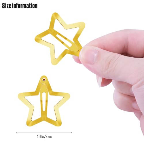 Star Hair Clips 2000s Y2K Gold Star Hair Accessories Snap Hair Barrettes Non Slip Metal Hair Clips for Girls Women -15 PCS 1.57" - color: 15 P - 1.57"-gold