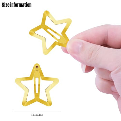 Star Hair Clips 2000s Y2K Gold Star Hair Accessories Snap Hair Barrettes Non Slip Metal Hair Clips for Girls Women -15 PCS 1.57" - color: 15 P - 1.57"-gold