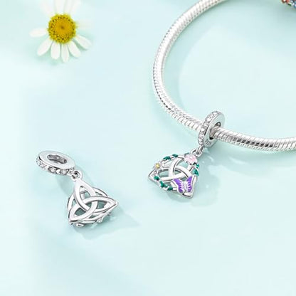 LNQOBU 925 Sterling Silver Charms for Bracelets Dangle Pendant fit Pandora Bracelets or Necklaces Jewelry Woman Gift Beads Charm (With one Spacer Beads) - style: Celtic knot charm