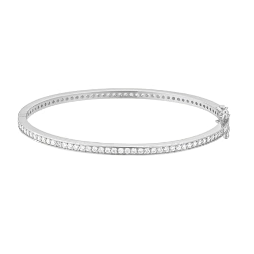Bangle Bracelets for Women, Dainty Delicate Stacking CZ Diamond Bracelet, 18K Gold Plated Silver, Gold Jewelry, Mother’s Day Gifts for Mom - style: 06-Silver Diamond Tennis