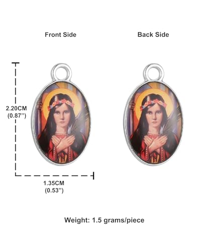 Saint Therese of Lisieux/Saint Mother Teresa of Calcutta/Divine Mercy Jesus/Mater Dolorosa Patron Saint Medal Charm Pendant for DIY Rosary Necklace Bracelet Jewelry Making Part - color: 30pcs-Enamel St. Philomena