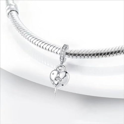 Charm for Bracelets and Necklaces, Heart Animals 925 Sterling Silver Bead Celestial Sun Moon Star Charms Jewelry Gift for Women Girls - color: Key Padlock Heart Dangle Charm