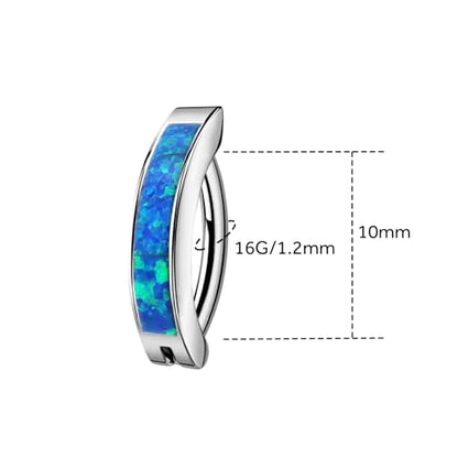 16G Labret Stud, G23 Titanium Vertical Labret Lip Piercing Jewelry, Gold Eyebrow Ring Clicker Belly Button Ring Hoop For Women Men - color: Silver, size: 10mm Blue Opal