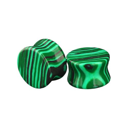 Green Malachite Ear Plugs Expander Earrings for Women Men 1 Pair Natural Solid Stone Saddle Double Flared Ears Stretching Tunnels Gauges Stretcher Lobe Earring Body Piercing Jewelry Size 2g to 5/8'' - size: 9/16"(14mm)