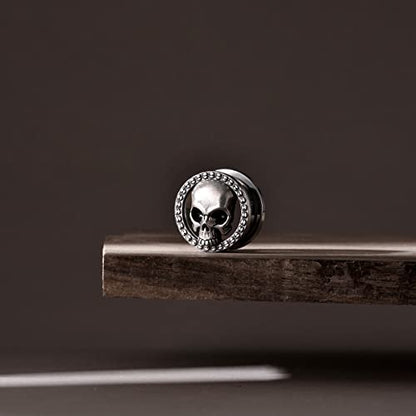 ERKUOO 2PCS Skull Ear Gauges Screw Ear Plugs Tunnels Ear Flesh Tunnels Piercing Earrings Hangers Expander Stretchers 0g-1"(8mm-25mm) - color: #3 Silver, size: 3/4"=19mm