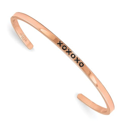 Chisel XOXOXO Crystal Cuff Bangle in Rose-Tone Stainless Steel