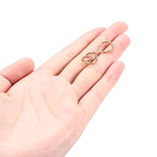 GAGABODY Surgical Steel 2pcs Double Hoop Hypoallergenic Nose Ring Unisex | Seamless Clasp,Used in Nostril,Septum,Lip and All Ear Piercings.22 Gauge to 14 Gauge,a Secure Fit Inner Diameter 6mm to 12mm - color: Gold-Single&Double Hoop, size: 14G-1/2"(12mm)