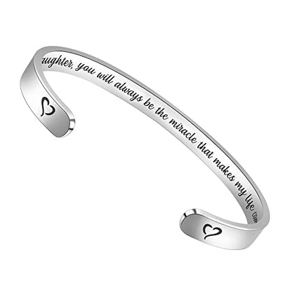 Btysun Bracelets for Women Mothers Day Bracelet Gifts from Daughter Inspirational Gifts for Women Graduation Gifts for Her Motivational Birthday Cuff Bangle Friendship Personalized Mantra Jewelry… - style: 1-Daughter-My dear daughter...my life complete