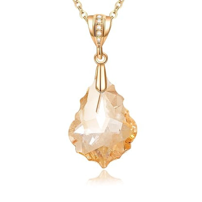 EVEVIC Teardrop Austrian Crystal Charm Pendant Necklace for Women | 14K Gold Plated,Adjustable Chain Fit,Elegant Teardrop Crystal,Gift Box Included,Perfect for Daily Wear and Special Events - color: Light Topaz