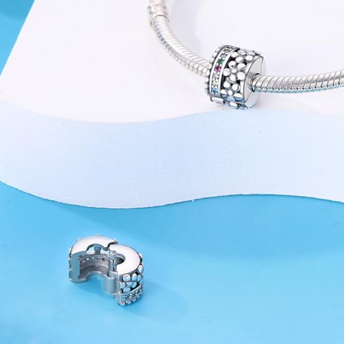 Pandach 925 sterling silver Clip Spacer Charm for Bracelet Clip Lock Stopper Bead Spacer European Openable Beads 2Pcs - style: 2-PAC651