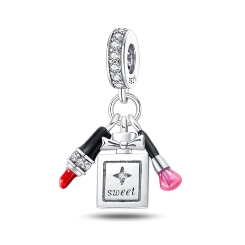 HONGRUI 925 Sterling Silver Charm for Bracelets Fashion Women Jewelry Gift - color: Red lipstick