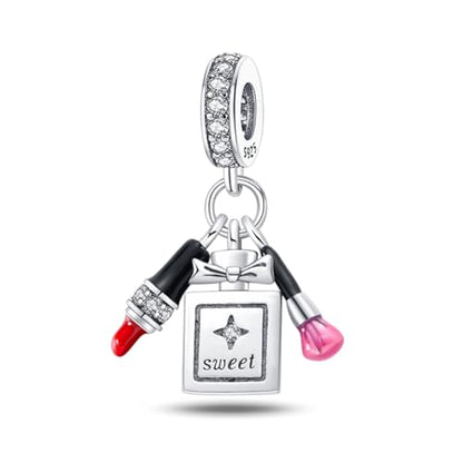 HONGRUI 925 Sterling Silver Charm for Bracelets Fashion Women Jewelry Gift - color: Red lipstick
