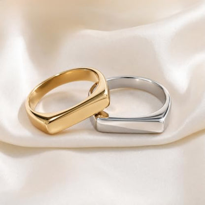 PCY Stainless Steel Gold Plated Men Women Band Ring - color: 4mm Silver CFX