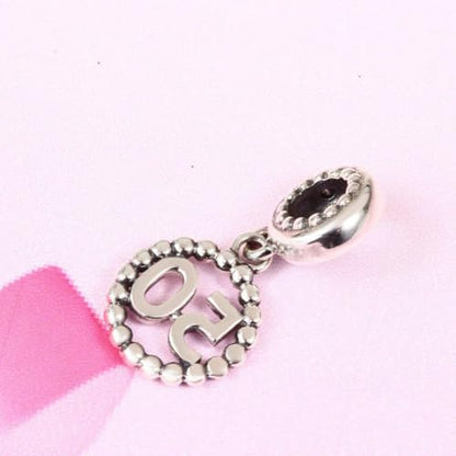 5,10,15,16,17,18,20,21,25,30,35,40,42,49,50,55,60,65,70 Number Charms for European Bracelet, 925 Sterling Silver Birthday Pendant Beads with CZ, Gifts for Mothers Day/Anniversary - color: Silver Color Number 50 Charm