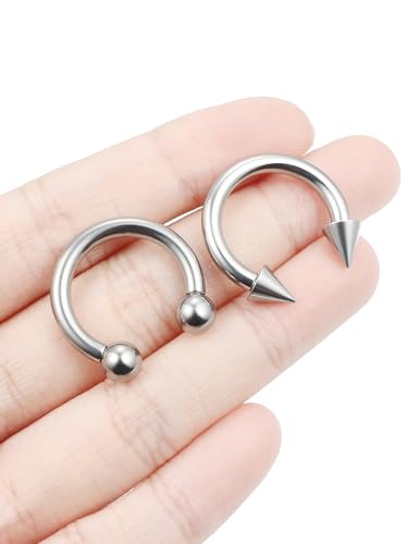 F136 Titanium 20/18/16/14/12/8/4/2g Septum Nose Rings Gauge Earrings Lip Rings Prince Albert Jewelry Internally Threaded Horseshoe Hoop Piercings - size: 8g*16mm