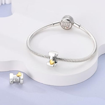 925 Sterling Silver Letter Charms A-Z for Bracelet Necklace Alphabet Bead | Heart letter A B C D G J charm initial gold Pendant beads Jewelry Gift for Women - color: Letter I
