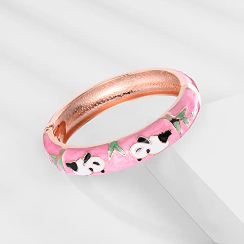 UJOY Cloisonne Chinese Panda Bracelets-Plated Gorgeous Handcrafted Gifts Enamel Bangles Set for Women 55C43 - color: C43-Panda (2 Pcs Set)-Pink