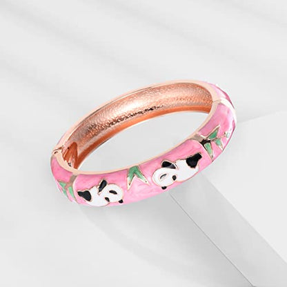 UJOY Cloisonne Chinese Panda Bracelets-Plated Gorgeous Handcrafted Gifts Enamel Bangles Set for Women 55C43 - color: C43-Panda (2 Pcs Set)-Pink