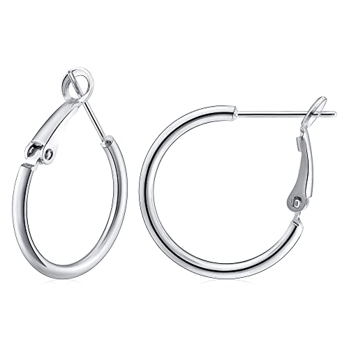 Gacimy Gold Hoop Earrings for Women 14K Gold Plated, 925 Sterling Silver Post Hypoallergenic Earrings Hoops for Women - color: Silver, size: 20mm