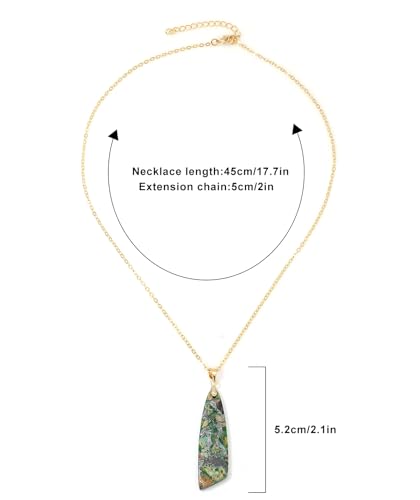 Nature Stone Necklaces for Women Boho Pendant Necklace 18K Gold Chain Necklaces - color: Green Gold