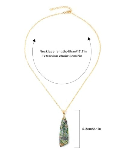 Nature Stone Necklaces for Women Boho Pendant Necklace 18K Gold Chain Necklaces - color: Green Gold