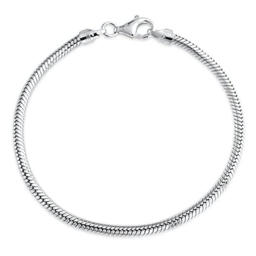 10pcs 7 inch Snake Chain Bracelet 3mm Sterling Silver plated Brass Compatible with European Pandora Beads Bracelet Necklace Jewelry Making CF177-1 - color: Silver, size: 7 inch - 10pcs