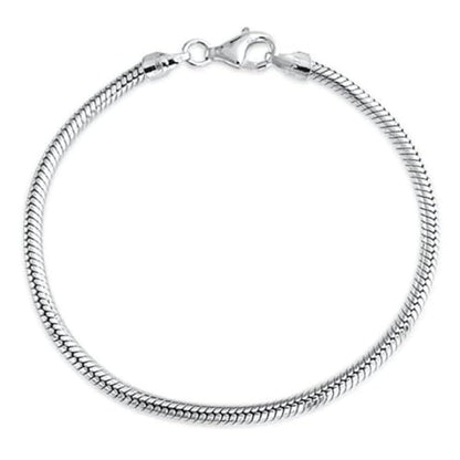 2pcs 8 inch Snake Chain Bracelet 3mm Sterling Silver plated Brass Compatible with European Pandora Beads Bracelet Necklace Jewelry Making CF177-3 - color: Silver, size: 8 inch - 2pcs