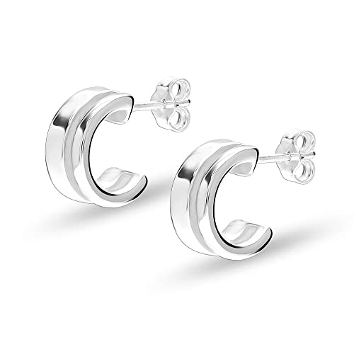 LeCalla Real 925 Sterling Silver C Hoop Earrings | Lightweight Small Hoops Italian Half Earring Hoops for Women - color: Classic C Hoops- 12mm