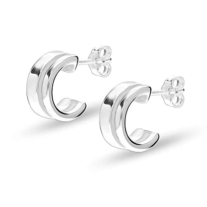 LeCalla Real 925 Sterling Silver C Hoop Earrings | Lightweight Small Hoops Italian Half Earring Hoops for Women - color: Classic C Hoops- 12mm