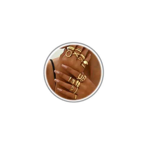 Chunky Stackable Rings Set for Women Non Tarnish Adjustable Open Stacking Knuckle Ring Chunky Joint Finger Midi Rings Pack Dainty Simple Statement Jewelry - style: B-16pcs