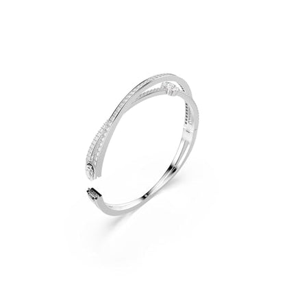Swarovski Hyperbola Bangle, Mixed cuts, Clear, Rhodium Finish - size: Large