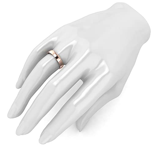 LANDA JEWEL Unisex Solid 10k White Rose Yellow Gold 4mm Comfort Traditional Highly Polished Wedding Ring Plain Band - color: Red