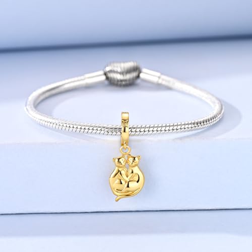 LAZA 925 Silver Charms for Bracelets and Necklaces Gold charms for Women | Summer Travel Party Lucky Zodiac Charms Clearance Pendant Beads Christmas Birthday Graduation Gift Jewelry for Women - color: Gemini