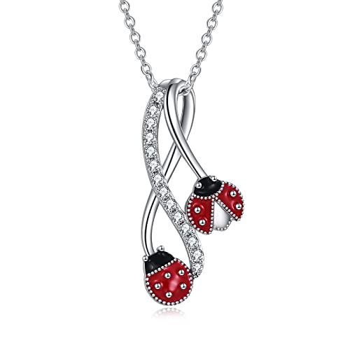 POPLYKE Cross Necklace for Women 925 Sterling Silver Cross Pendant Necklace Animal Jewelry Christmas Gifts for Women Mother Grandma - style: Ladybug-1