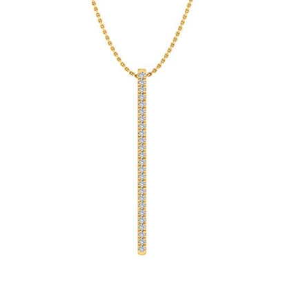 1/10 Carat Diamond Vertical Bar Pendant Necklace in 10K Solid Gold (Silver Chain Included) - color: Yellow Gold
