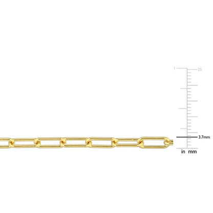 Italian Sterling Silver Paperclip Link Bracelet - Men & Women - 3.5mm, 5mm, 6mm - Available in Sterling Silver, Yellow Gold, Rose Gold - 9 inch, 7.5 inch - color: Yellow, size: 3.5MM