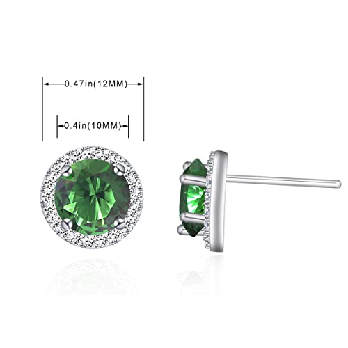 YOQUCOL Bright 8MM,10MM Cubic Zirconia Crystal Stud Earrings Round Pierced Earrings For Women - color: 10MM-Green
