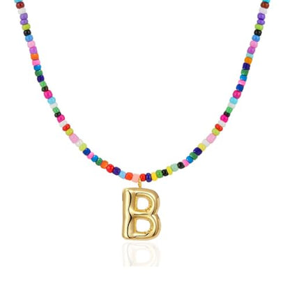 Colorful Initial Necklaces Gifts for Girls Kids Teens, 6-18 Year Old Girl Birthday Gift Teen Girl Gifts Trendy Stuff Gold Bubble Letter Pendent Necklace Jewelry - style: B