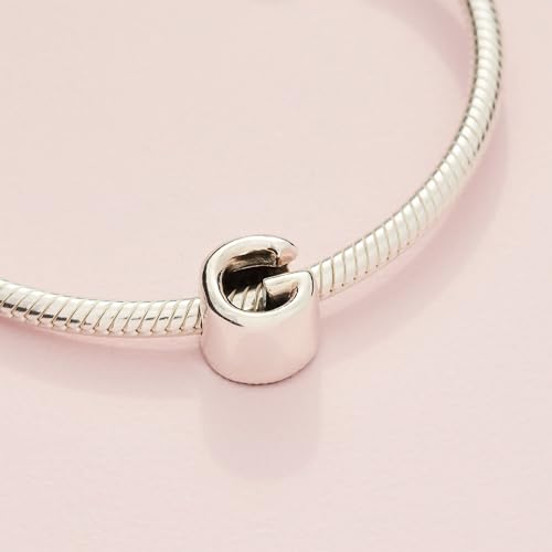 Pandora Alphabet Charm - Compatible Moments - Gift for Her - Made with Sterling Silver - with Gift Box - style: Letter G