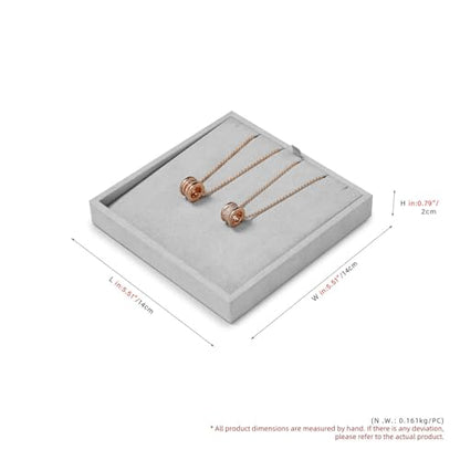 Microfiber Jewelry Pendant Display Tray Jewelry Necklace Organizer | Display Tray Gray - size: 5.52" x 5.5" x 0.78"
