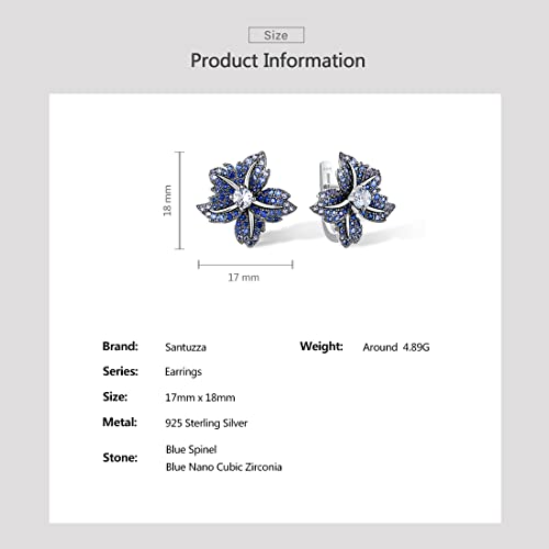 Santuzza Sterling Silver Gemstone Flower Earrings for Women - color: [A]Lily-Blue