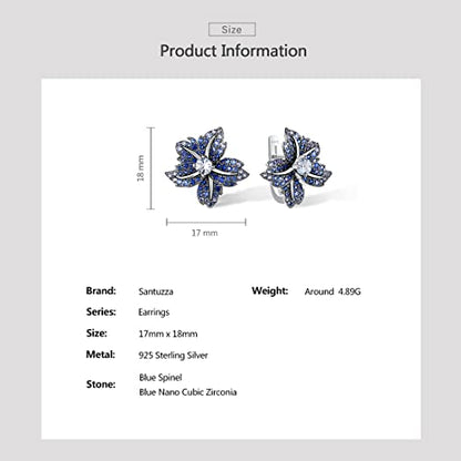 Santuzza Sterling Silver Gemstone Flower Earrings for Women - color: [A]Lily-Blue