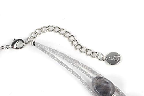 Coiris 3 Multi Layer Shell Glass Beaded Fashion Necklace for Women 21" - color: N0001-Grey